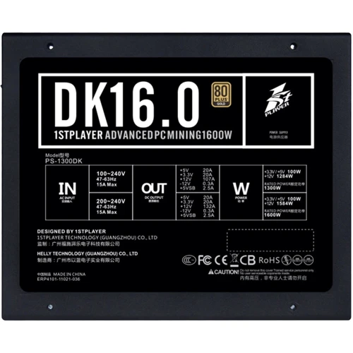Блок питания 1STPLAYER PS-1600DK: Форм-фактор ATX