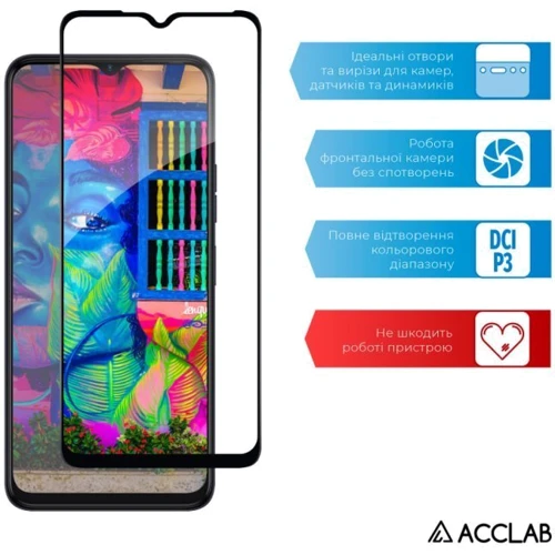 Аксессуар для смартфона ACCLAB Tempered Glass Full Glue Black for Tecno Spark 10: Цвет черный