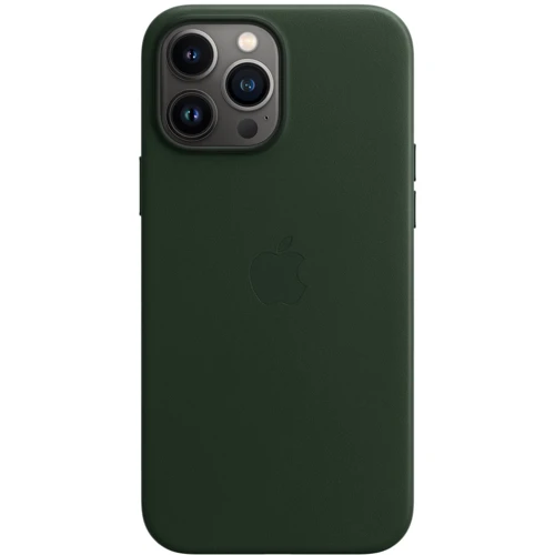 Чехол для iPhone Apple Leather Case with MagSafe Sequoia Green (MM1Q3) for iPhone 13 Pro Max: Цвет зеленый