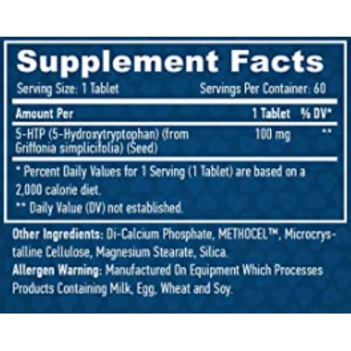 Аминокислота для спорта Haya Labs 5-HTP Time Release 100 mg 60 tab / 60 servings: Вкус Без вкуса