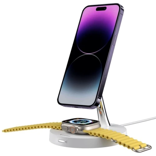 

SwitchEasy Wireless Charger MagPower 2-in-1 White (SCGIWA117WH22) for iPhone 16 I 15 I 14 I 13 I 12 series, Apple Watch and Apple AirPods
