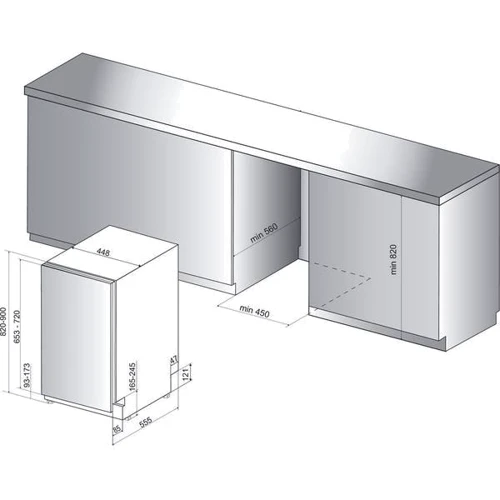 Встраиваемая посудомоечная машина Hotpoint-Ariston HSIE 2B19: Размеры 82 х 44.8 х 55.5 см