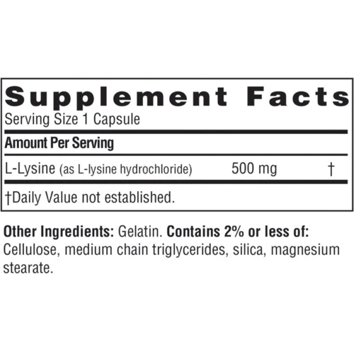 Twinlab L-Lysine Caps 500 mg 100 caps (TWL-00141): Тип лізин