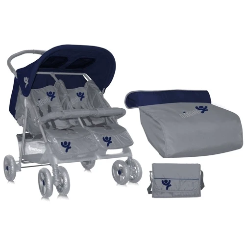 Коляска-трансформер для двійні Bertoni TWIN (blue & grey)