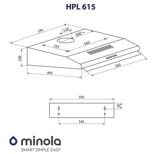 Вытяжка Minola HPL 615 WH: Тип воздухоочистителя Рециркуляция, Отвод