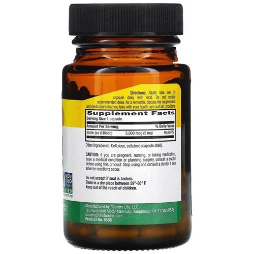 Country Life Biotin 5 mg Біотин 60 капсул: Тип Витамин B
