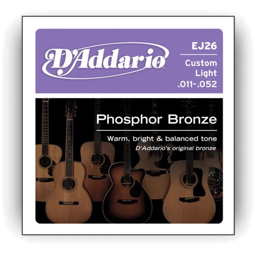 Струна для гитар Струны D`ADDARIO EJ26 PHOSPHOR BRONZE CUSTOM LIGHT 11-52: Тип Комплект струн