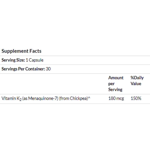 Dr. Mercola Vitamin K2, 180 mcg, 30 Capsules (MCL-01194): Форма выпуска Капсулы