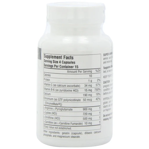 Source Naturals Super Amino Night 60 caps Удосконалена аміно формула: Тип комплексні