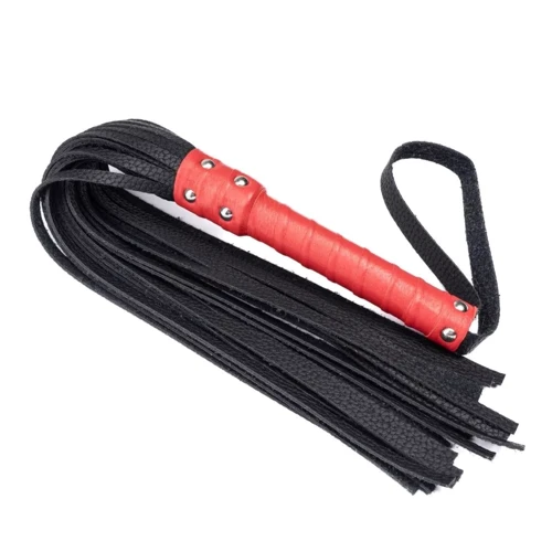 Флоггер из комбинированной кожи Flirty COMBO Leather - Black & Red, BM-00031