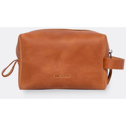 Косметичка INCARNE New Limit Никель Коньяк L 24x16x11 см