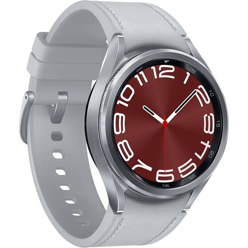 Смарт-часы Samsung Galaxy Watch 6 Classic 43mm Silver with Hybrid Eco-Leather Silver Band (SM-R950NZSA): Материал корпуса нержавеющая сталь