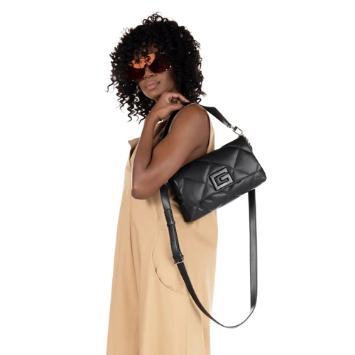 Жіноча сумка-сетчел Guess Brightside Shoulder Bag чорна (HWQB7580190-BLA): Стиль Повсякденний (Casual)