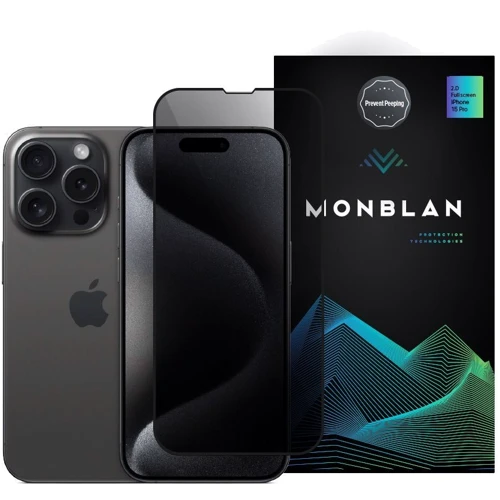 Захисне скло для iPhone Monblan Tempered Glass Dust-Proof Anti Peep Black для iPhone 15 Pro
