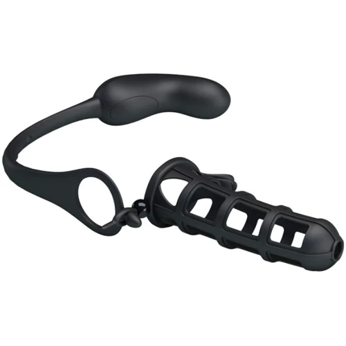 Насадка на член со стимулятором простаты LYBAILE Pretty Love Hercules Penis Sheath Black