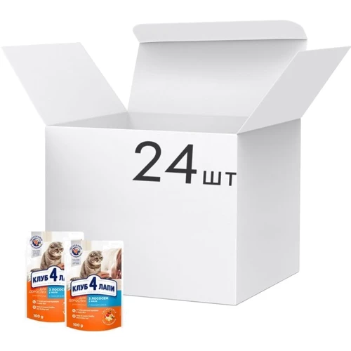 Влажный корм Club 4 Paws Premium Adult cats для взрослых кошек с лососем в желе 20+4x100 г (4820215365055) фото 7