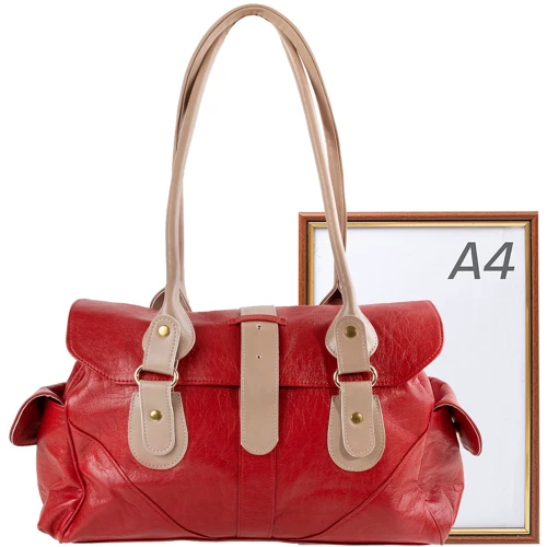 Женская сумка саквояж Laskara красная (LK-10250-red): Материал Искусственная кожа