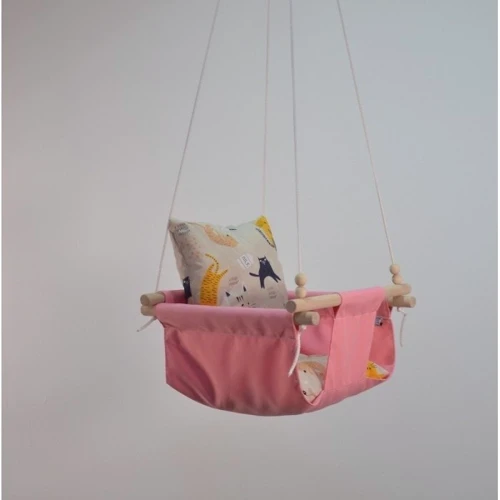 Гойдалки дитячі Infancy Котик тканинна підвісна рожева
