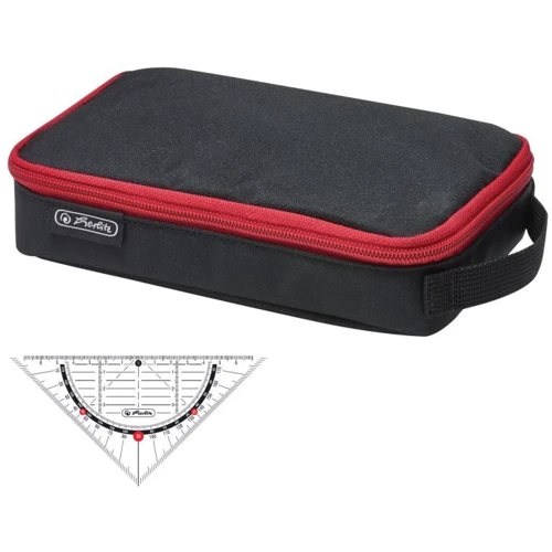 Пенал Herlitz 2Go Black Red с транспортиром в комплекте (50033348)
