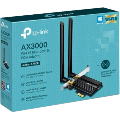 Адаптер Wi-Fi TP-Link Archer TX50E: Тип адаптера Wi-Fi адаптер