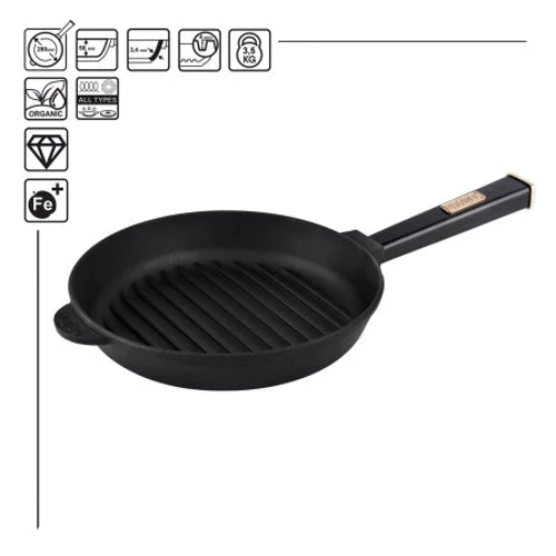 Brizoll Optima гриль чугунная 28 см (O2850G-P): Тип сковороды Гриль