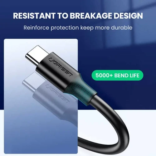 Кабель UGREEN USB Cable to USB-C US184 3A 18W 2m Black фото 3