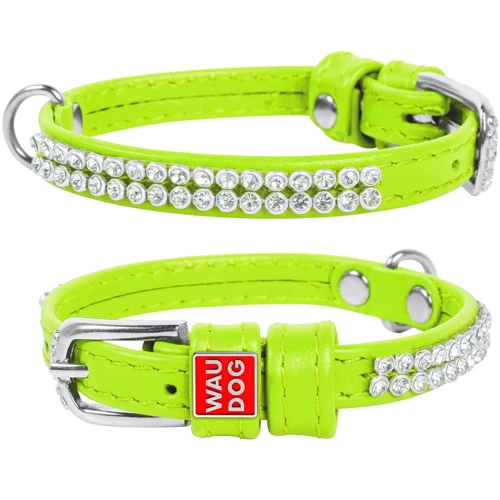Ошейник WAUDOG Glamour "Полотно стразы" 9 мм 19-25 см салатовый (33075)