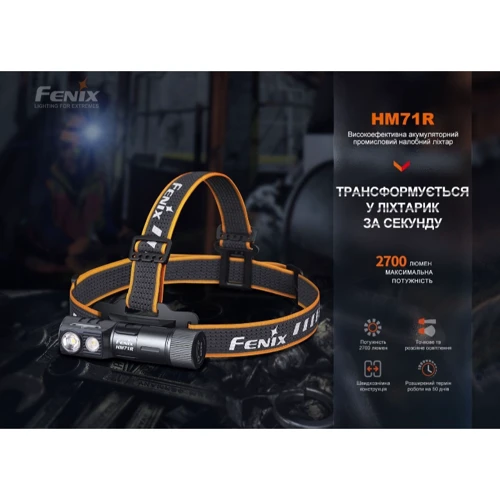 Ліхтар туристичний Fenix HM71R (HM71R): Світловий потік, лм 2700