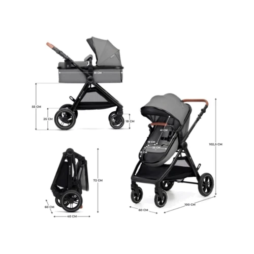 Універсальний візочок 3 в 1 Kinderkraft Esme Moonlight Grey (KSESME00GRY3000): Ширина шасі 60
