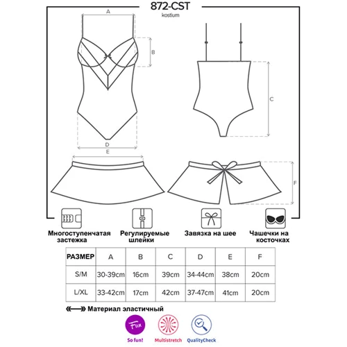 Костюм горничной Obsessive 872-CST-6 costume, L/XL