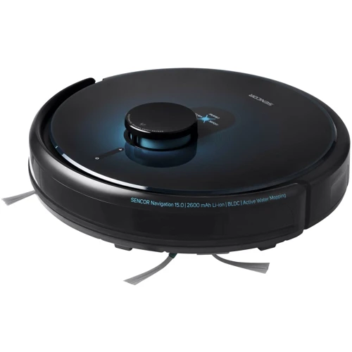 Робот уборщик Sencor SRV 9250BK: Дополнительно Регулировка мощности, Циклонная система фильтрации, Для маленькой квартиры, Для больших помещений, 2