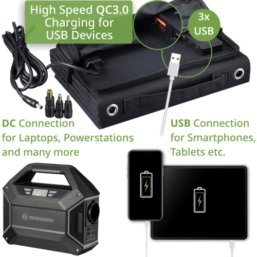 Портативное зарядное устройство солнечная панель Bresser Mobile Solar Charger 60 Watt USB DC (3810050) (930150)