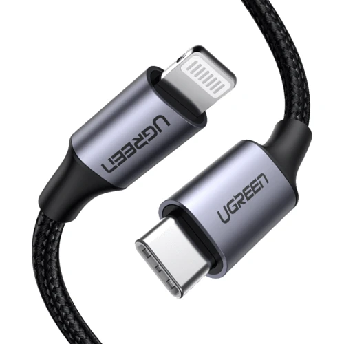 Кабель UGREEN Cable USB-C to Lightning US304 3A 36 W 1.5m Black: Тип USB-C - Lightning