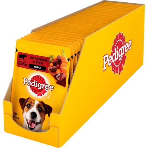 Вологий корм Pedigree для дорослих собак яловичини з ягням 24х100г (5900951262531)