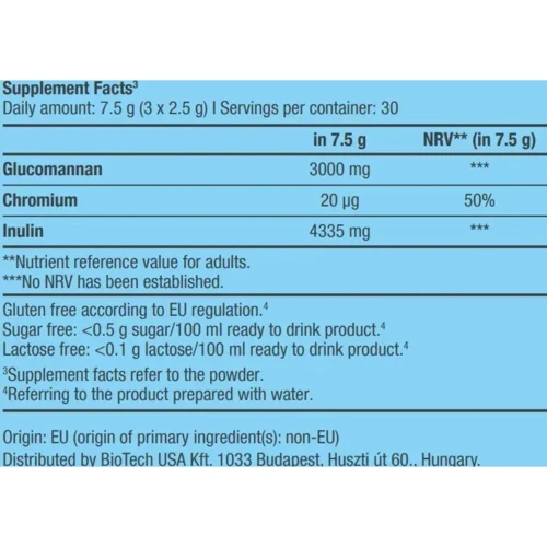 Жиросжигатель BioTechUSA Glucomannan + Chromium 225 g/ 30 servings: Вкус Без вкуса