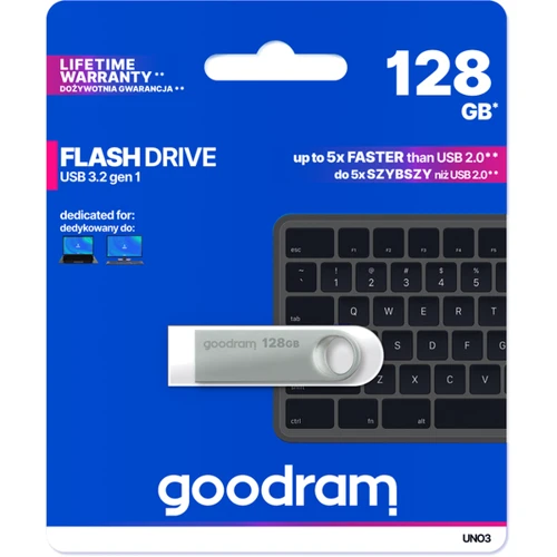 USB-флешка Goodram 128GB UNO3 USB 3.2 Steel (UNO3-1280S0R11): Максимальная скорость записи, МБ/с 20
