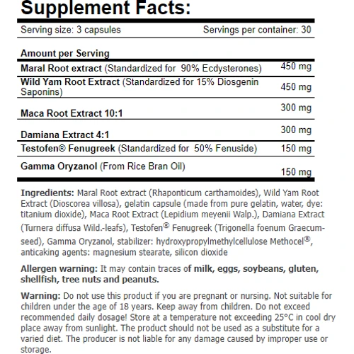 Бустер тестостерона Amix Myosterones with Testofen 90 capsules/ 30 servings: Форма выпуска капсулированные