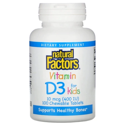 Natural Factors Vitamin D3 400 IU 100 Chewable Tabs Strawberry Flavor (NFS-01059)