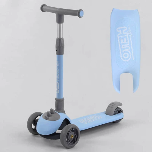 Самокат триколісний Best Scooter складаний алюмінієвий кермо, 3 колеса PU зі світлом Blue (102027) фото 8