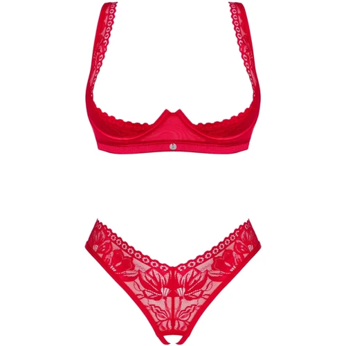 Комплект белья Obsessive Lacelove cupless 2-pcs set XL/2XL Red