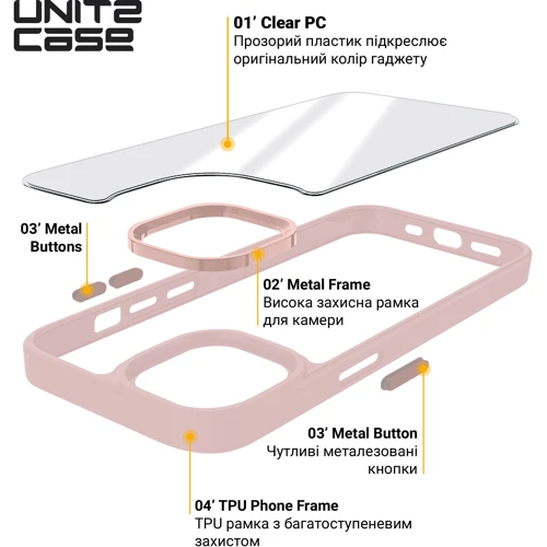 Чехол для iPhone ArmorStandart UNIT2 Case Pink for iPhone 11 (ARM74785): Материалы поликарбонат и полиуретан
