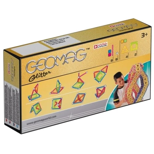 Geomag Color GLITTER 22 детали | Магнитный конструктор Геомаг: Рекомендуемый возраст от 3 лет