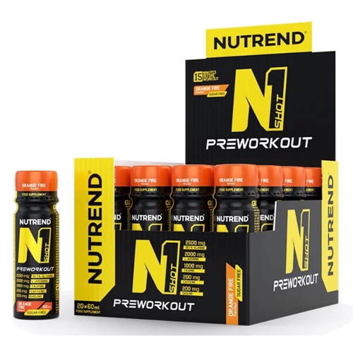 Предтренировочный комплекс Nutrend N1 SHOT 20x60 ml / 20 servings / orange fire