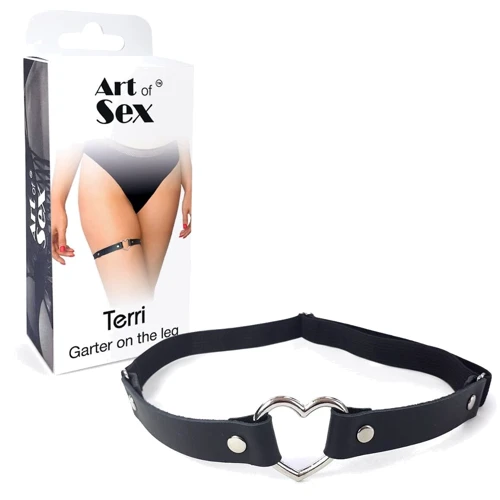 Гартер на ногу Art of Sex - Terri Сердце, натуральная кожа, черный (1шт.)