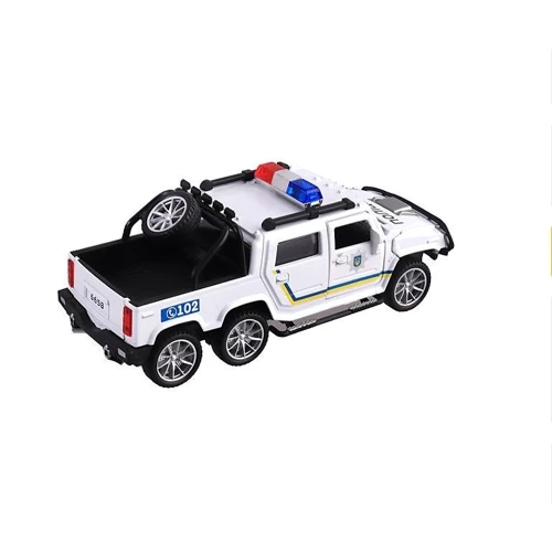 Машина металлическая Автопром 1:32 Hummer Pickup-Police белая, свет, звук (6626P): Масштаб 1:32