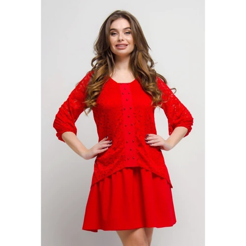 Платье FLFashion Дарел МПД 1703 44 красное повседневное до середины бедра