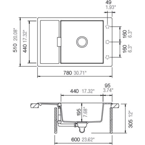 Schock MONO D-100 (53045089): Форма Прямоугольная