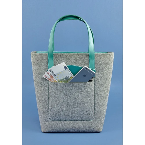Женская сумка шоппер BlankNote бирюзовая (BN-BAG-17-felt-tiffany): Страна производитель Украина