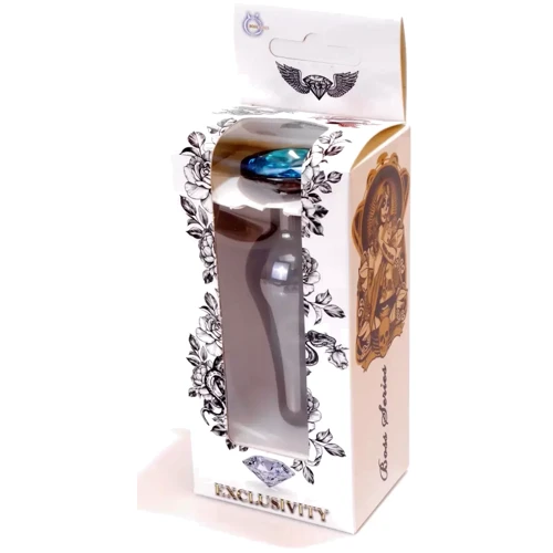 Анальная пробка с кристаллом BOSS of TOYS Boss Series - Jewellery Dark Silver BUTT PLUG Light Blue, BS6400058
