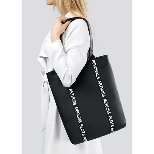 Женская сумка шоппер Sambag Shopper Tote черная (93230001): Фактура Матовая, Гладкая
